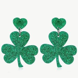 Emerald Glitter Shamrock Earrings